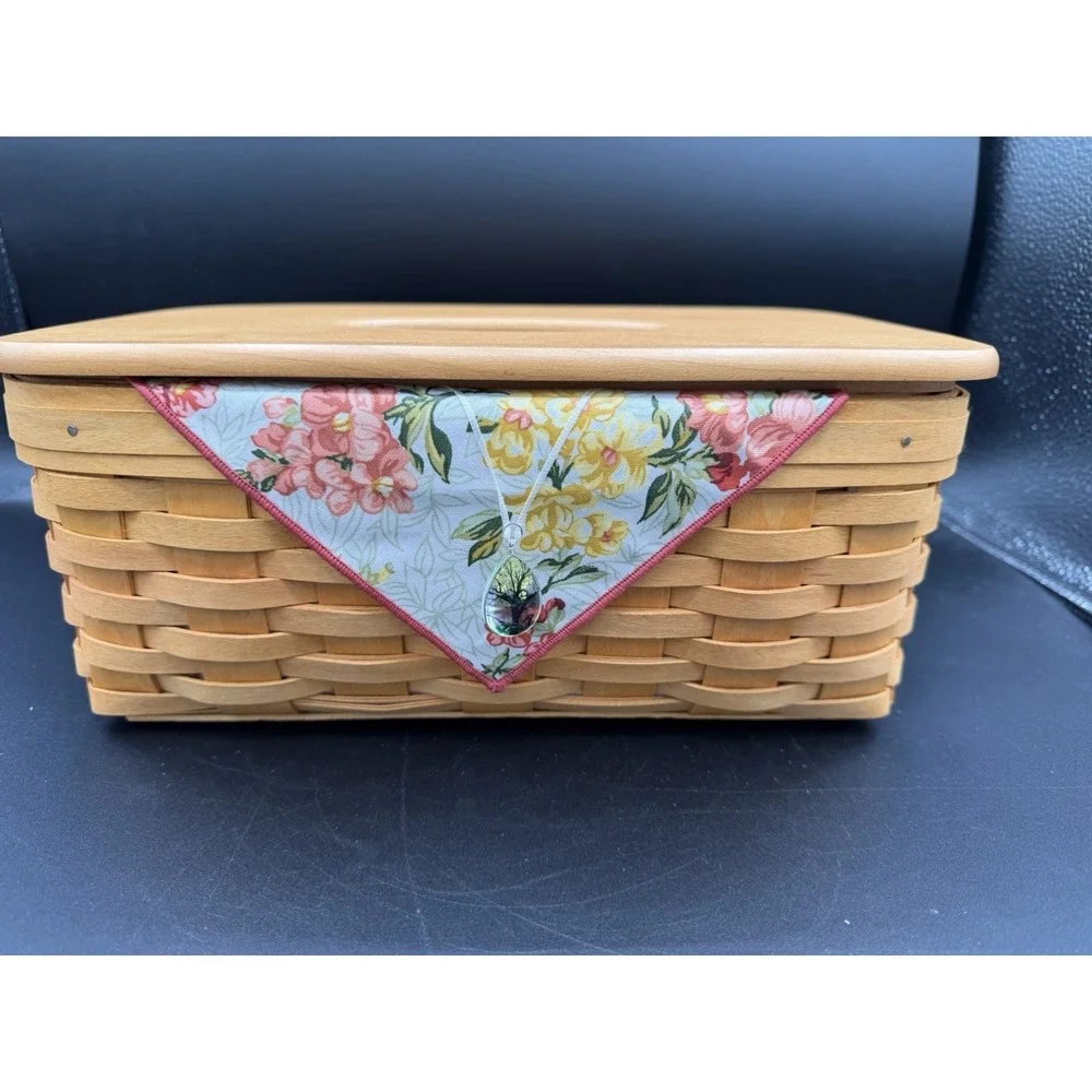 🧺✨ Longaberger 2002 Long Tissue Basket Combo – Lid, Liner, Protector & Tie‑On ✨